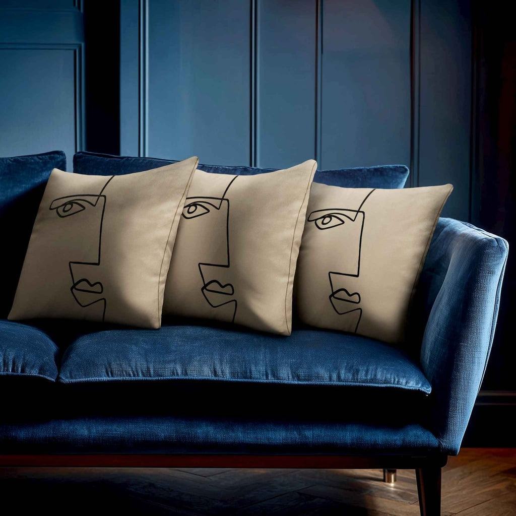 Angular Face | Sustainable Velvet Cushion - Taupe 40 x 40 cm Standard by Izabela Peters