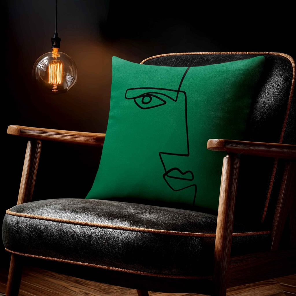 Angular Face | Sustainable Velvet Cushion - Emerald Green 40 x 40 cm Standard by Izabela Peters