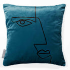 Angular Face | Sustainable Velvet Cushion - Teal 40 x 40 cm Smooth by Izabela Peters