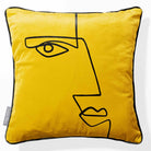 Angular Face | Sustainable Velvet Cushion - Mustard Ochre 40 x 40 cm Piped by Izabela Peters