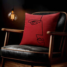 Angular Face | Sustainable Velvet Cushion - Crimson Muse 40 x 40 cm Standard by Izabela Peters