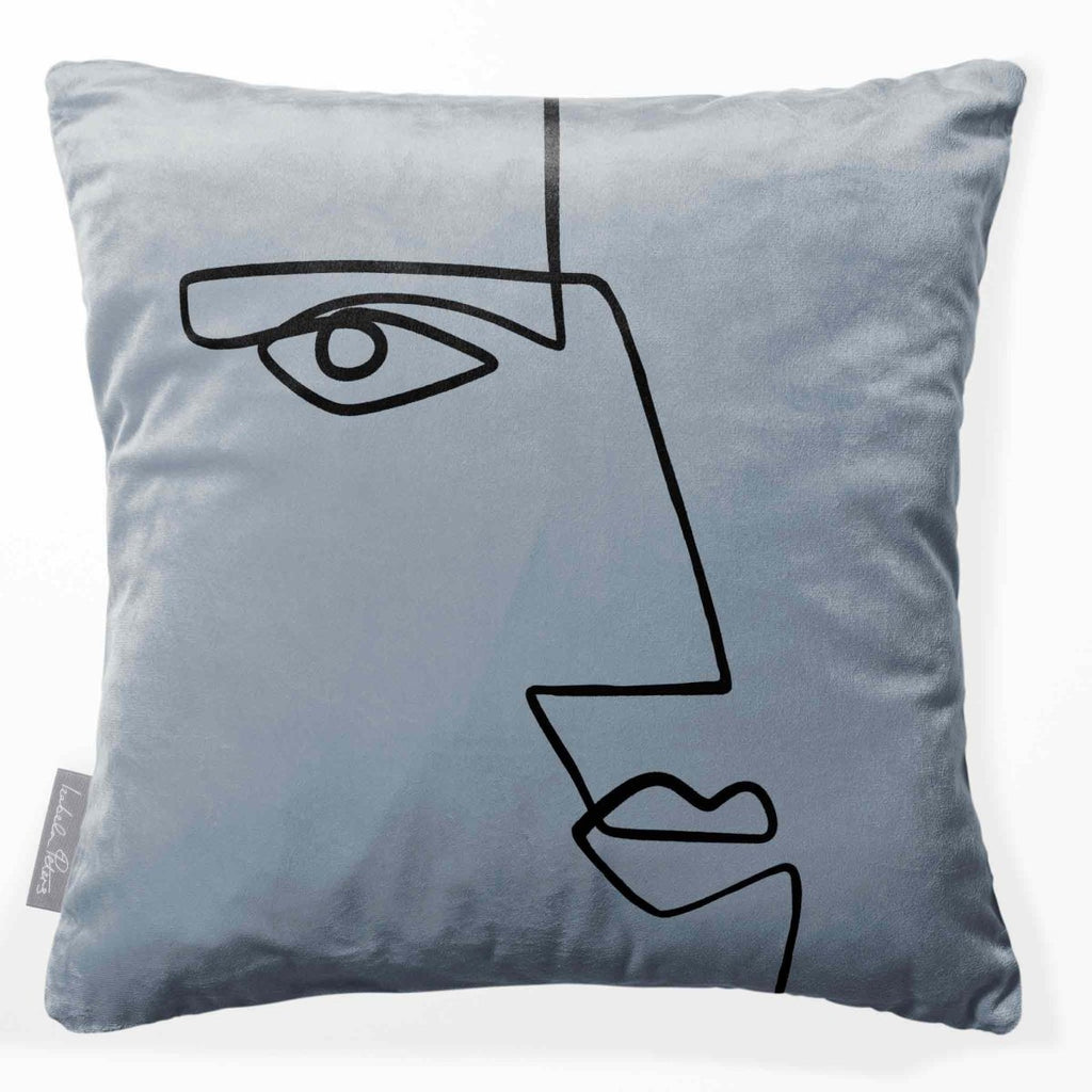 Angular Face | Sustainable Velvet Cushion - French Grey 40 x 40 cm Smooth by Izabela Peters