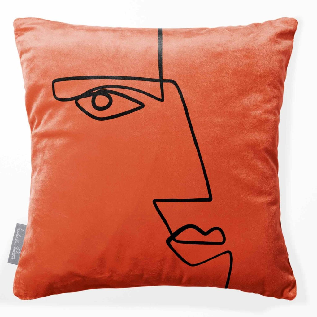 Angular Face | Sustainable Velvet Cushion - Burnt Ochre 40 x 40 cm Smooth by Izabela Peters