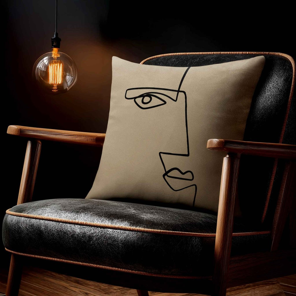 Angular Face | Sustainable Velvet Cushion - Taupe 40 x 40 cm Standard by Izabela Peters