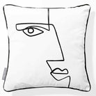 Angular Face | Sustainable Velvet Cushion - White & Black 40 x 40 cm Piped by Izabela Peters
