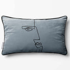 Angular Face | Sustainable Velvet Rectangle Cushion - French Grey 50 x 30 cm Piped by Izabela Peters