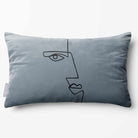 Angular Face | Sustainable Velvet Rectangle Cushion - French Grey 50 x 30 cm Standard by Izabela Peters
