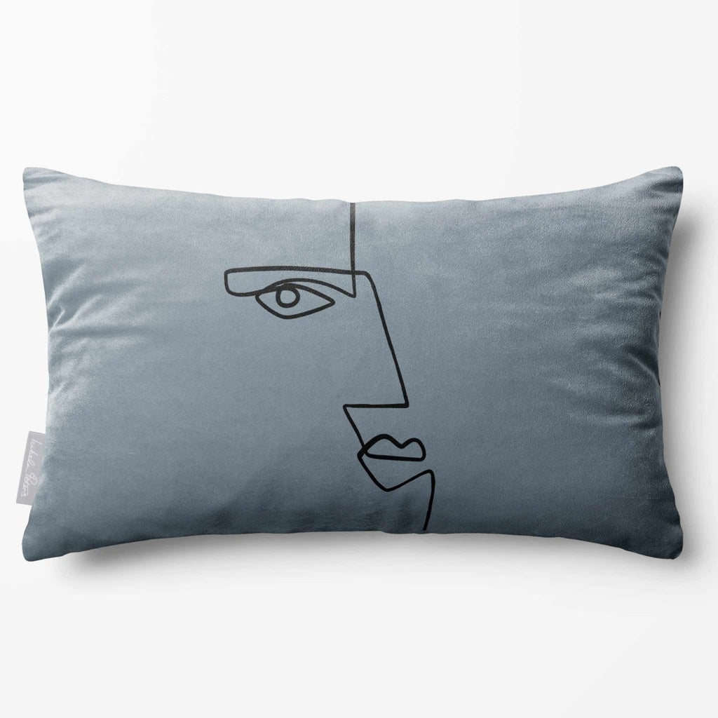 Angular Face | Sustainable Velvet Rectangle Cushion - French Grey 50 x 30 cm Standard by Izabela Peters