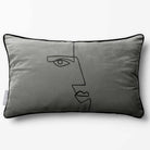 Angular Face | Sustainable Velvet Rectangle Cushion - Beluga 50 x 30 cm Piped by Izabela Peters