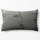 Angular Face | Sustainable Velvet Rectangle Cushion - Beluga 50 x 30 cm Standard by Izabela Peters