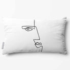Angular Face | Sustainable Velvet Rectangle Cushion - White & Black 50 x 30 cm Standard by Izabela Peters