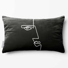 Angular Face | Sustainable Velvet Rectangle Cushion - Black & White 50 x 30 cm Standard by Izabela Peters