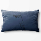 Angular Face | Sustainable Velvet Rectangle Cushion - Petrol Blue 50 x 30 cm Standard by Izabela Peters