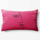 Angular Face | Sustainable Velvet Rectangle Cushion - Hot Pink 50 x 30 cm Standard by Izabela Peters