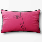 Angular Face | Sustainable Velvet Rectangle Cushion - Hot Pink 50 x 30 cm Piped by Izabela Peters
