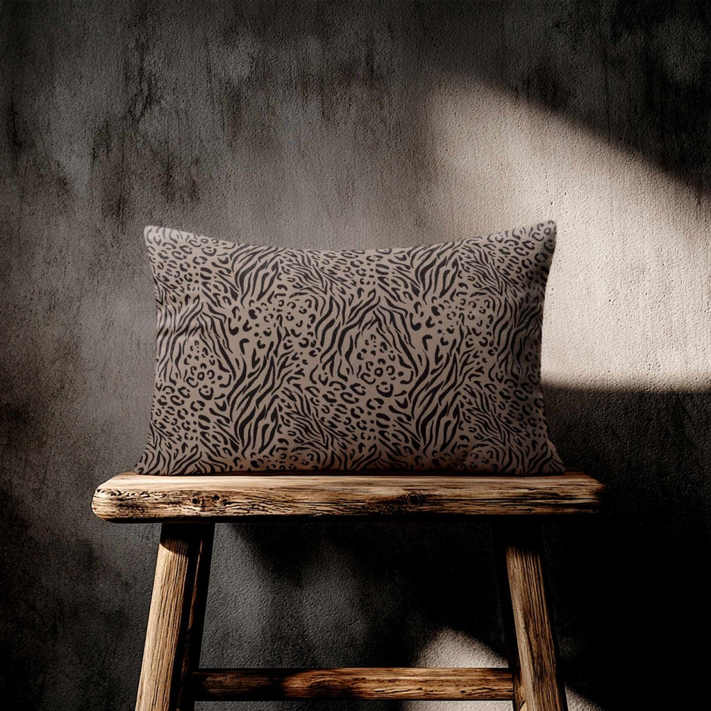 Animal Fusion Print | Sustainable Velvet Rectangle Cushion - Dovedale Stone 50 x 30 cm Standard by Izabela Peters