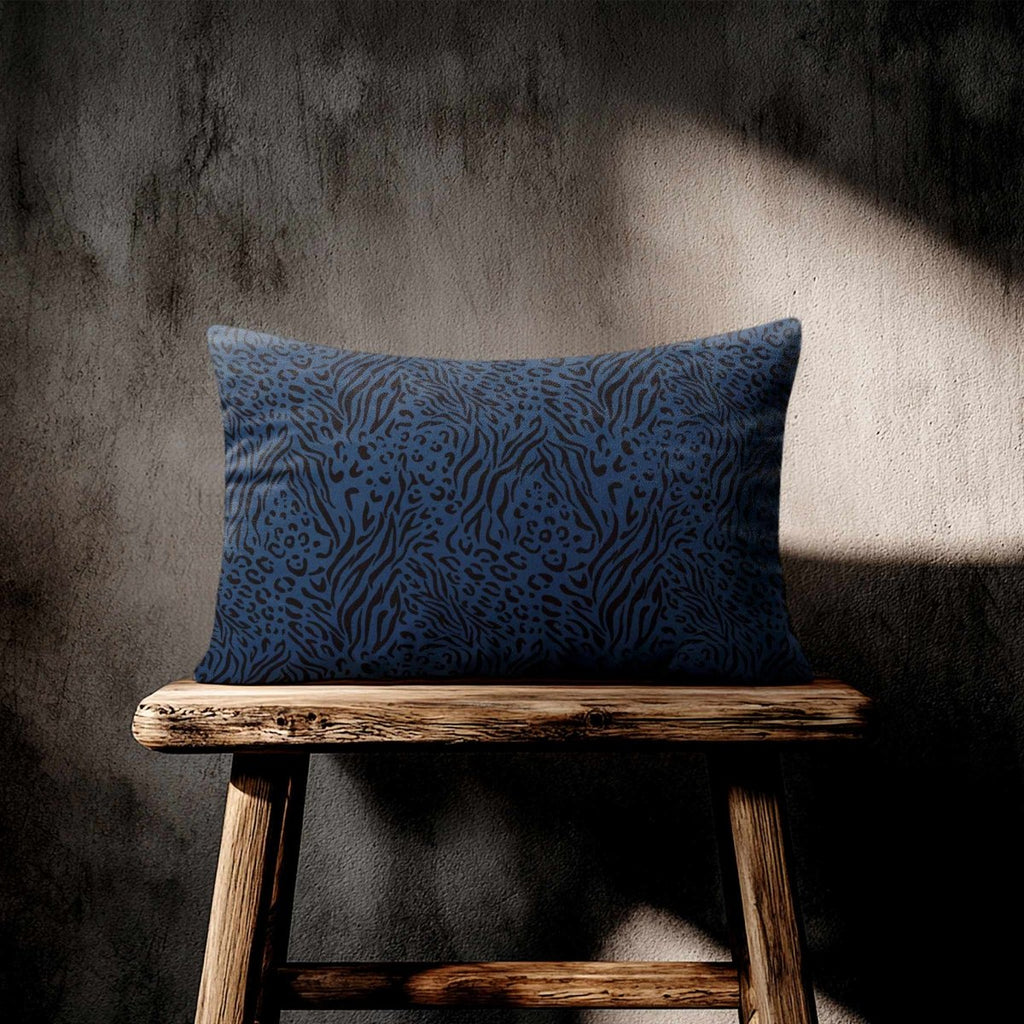 Animal Fusion Print | Sustainable Velvet Rectangle Cushion - Petrol Blue 50 x 30 cm Standard by Izabela Peters