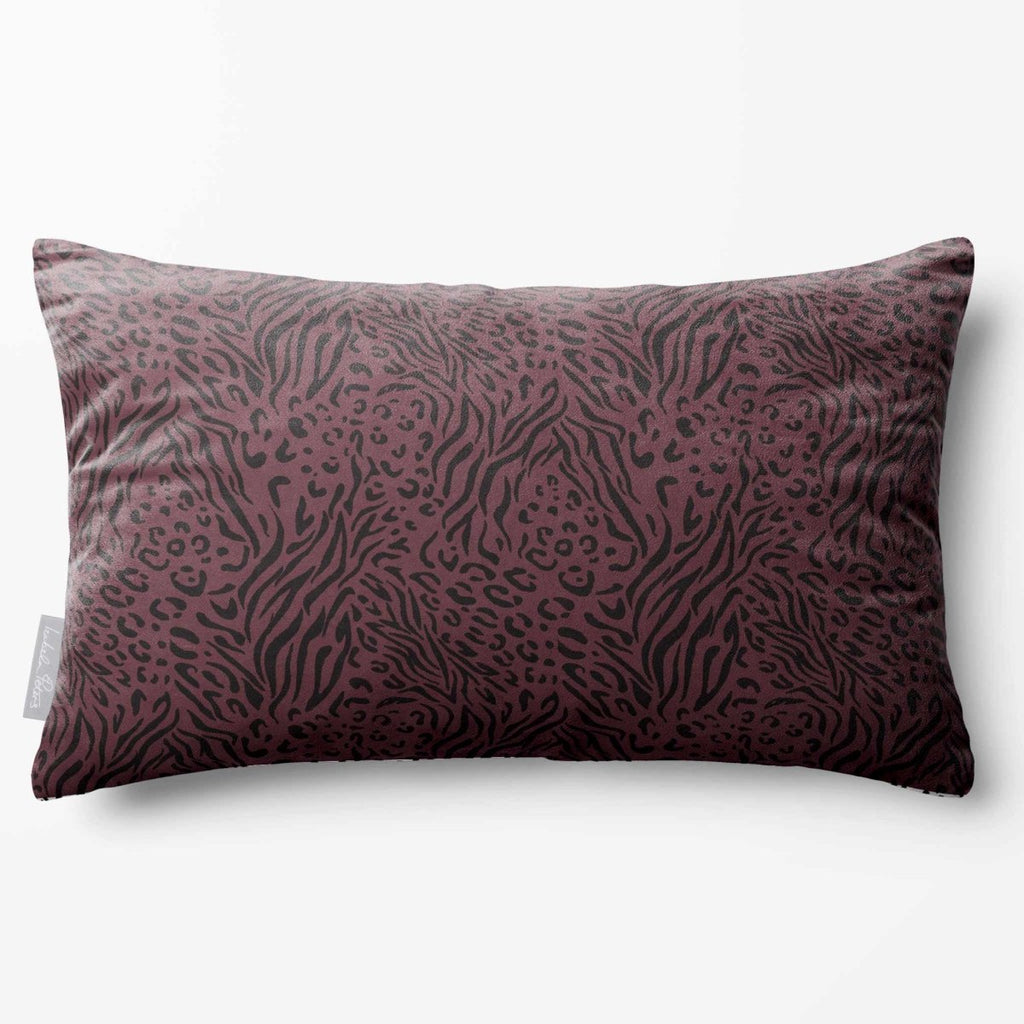 Animal Fusion Print | Sustainable Velvet Rectangle Cushion - Italian Grape 50 x 30 cm Standard by Izabela Peters