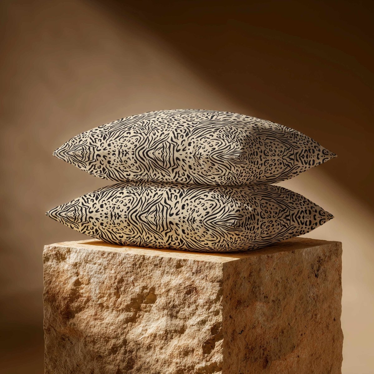 Animal Fusion Print | Sustainable Velvet Rectangle Cushion - Cream 50 x 30 cm Standard by Izabela Peters