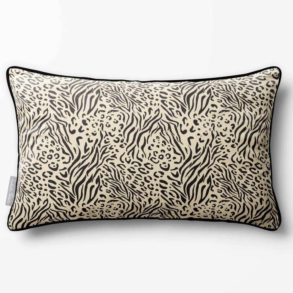 Animal Fusion Print | Sustainable Velvet Rectangle Cushion - Cream 50 x 30 cm Piped by Izabela Peters