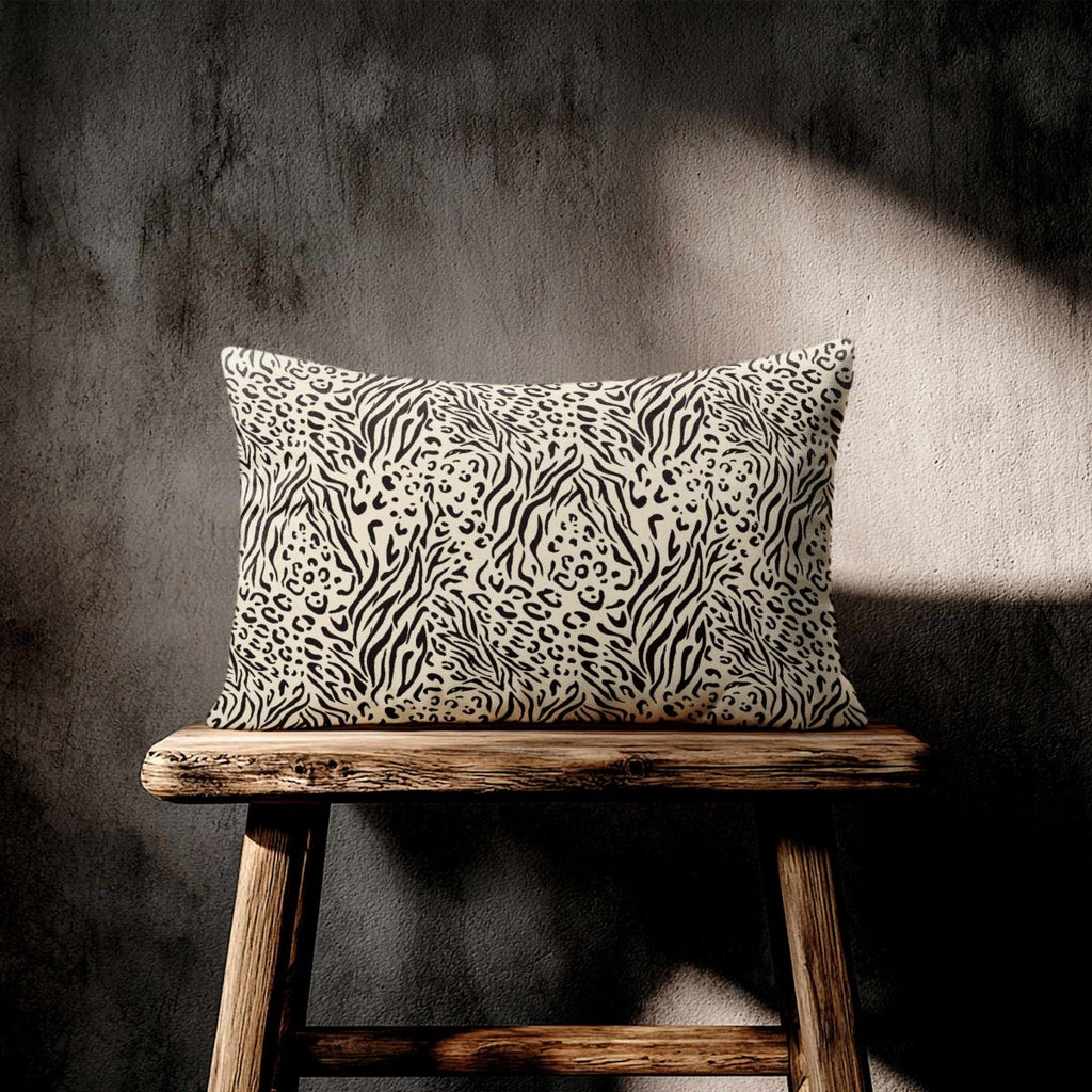 Animal Fusion Print | Sustainable Velvet Rectangle Cushion - Cream 50 x 30 cm Standard by Izabela Peters