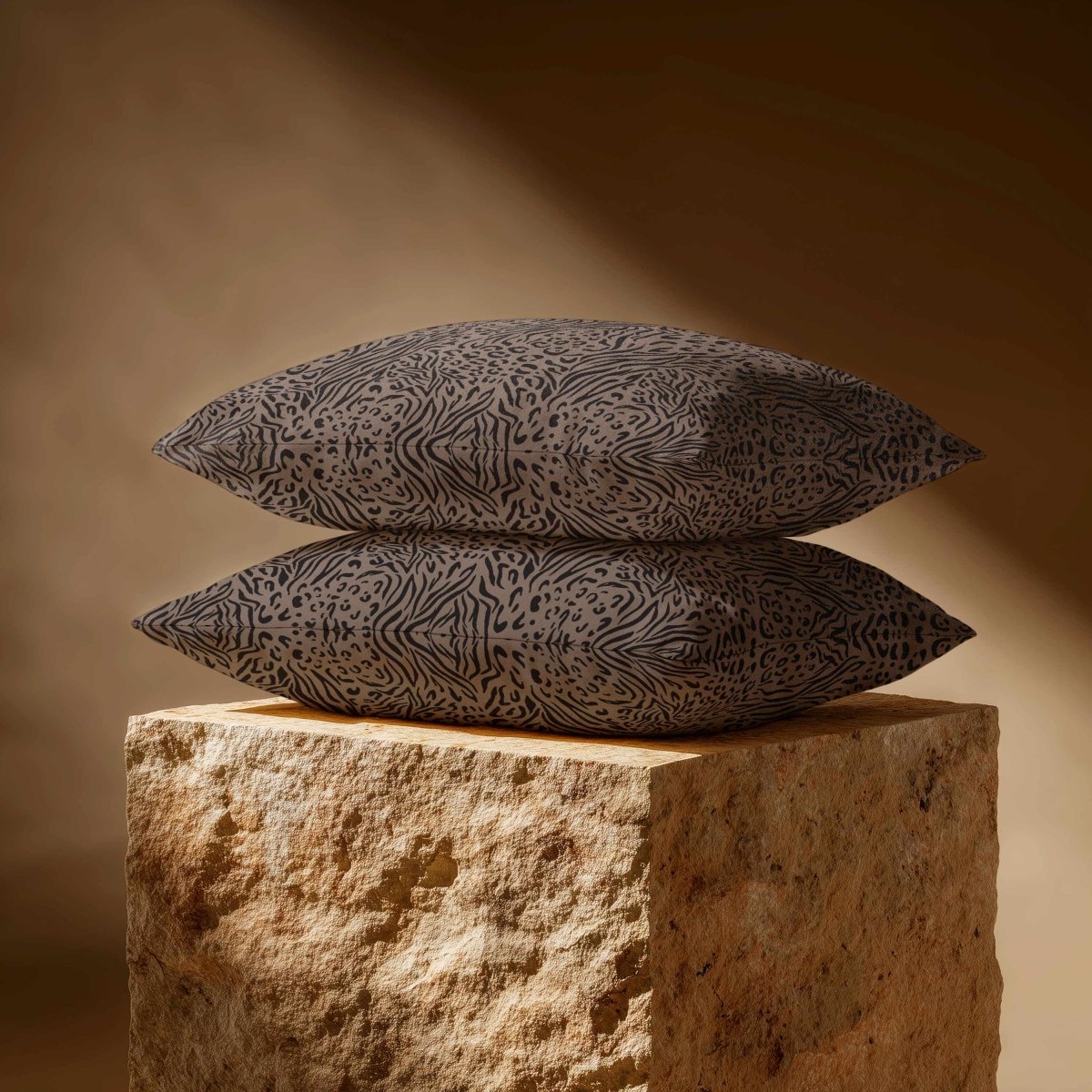 Animal Fusion Print | Sustainable Velvet Rectangle Cushion - Dovedale Stone 50 x 30 cm Standard by Izabela Peters