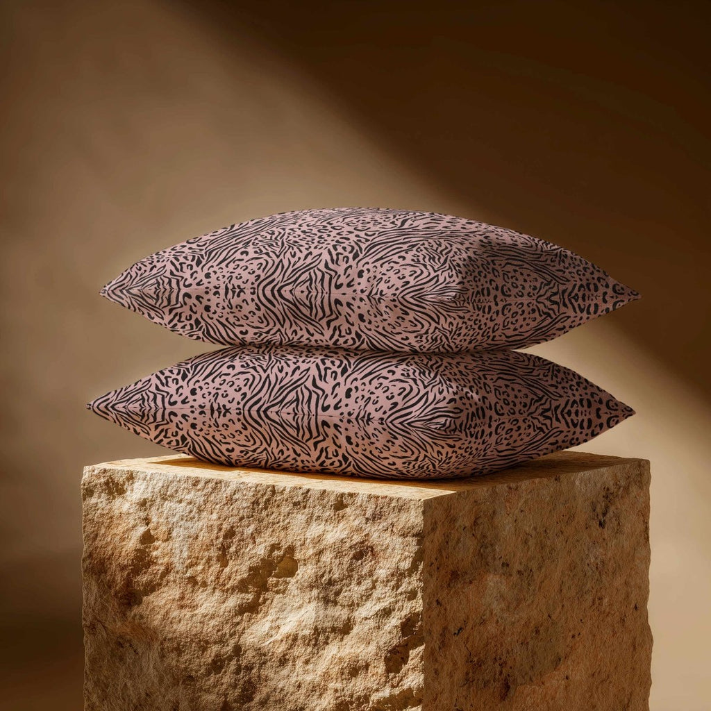 Animal Fusion Print | Sustainable Velvet Rectangle Cushion - Rosewater 50 x 30 cm Standard by Izabela Peters