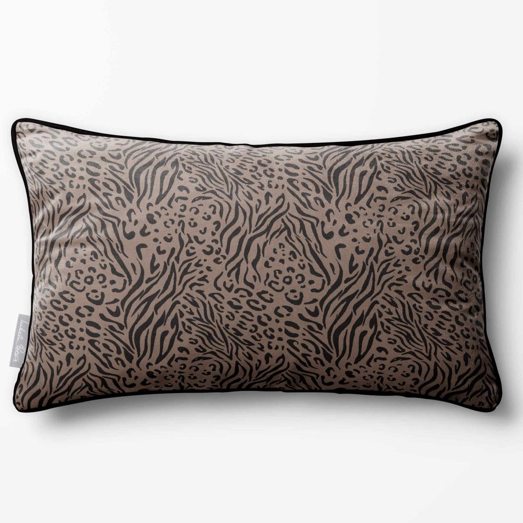 Animal Fusion Print | Sustainable Velvet Rectangle Cushion - Dovedale Stone 50 x 30 cm Piped by Izabela Peters