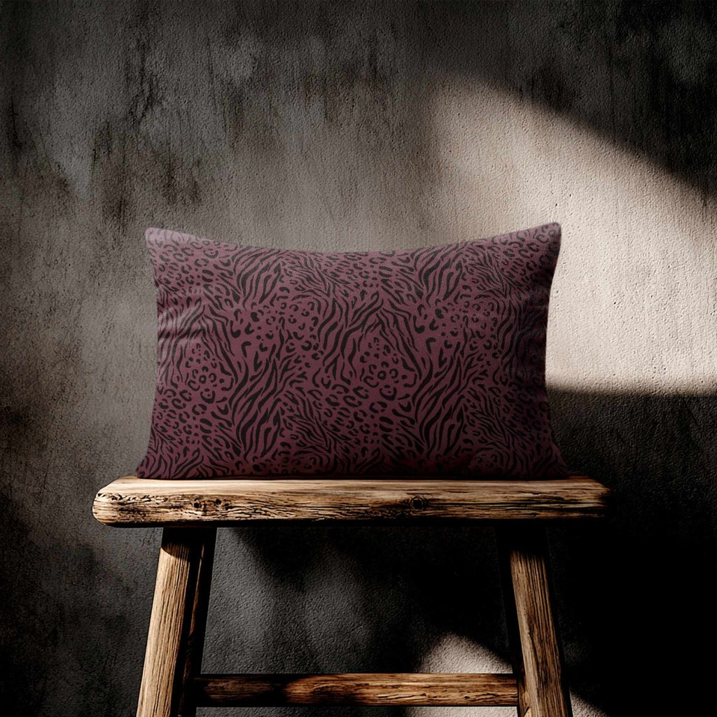 Animal Fusion Print | Sustainable Velvet Rectangle Cushion - Italian Grape 50 x 30 cm Standard by Izabela Peters