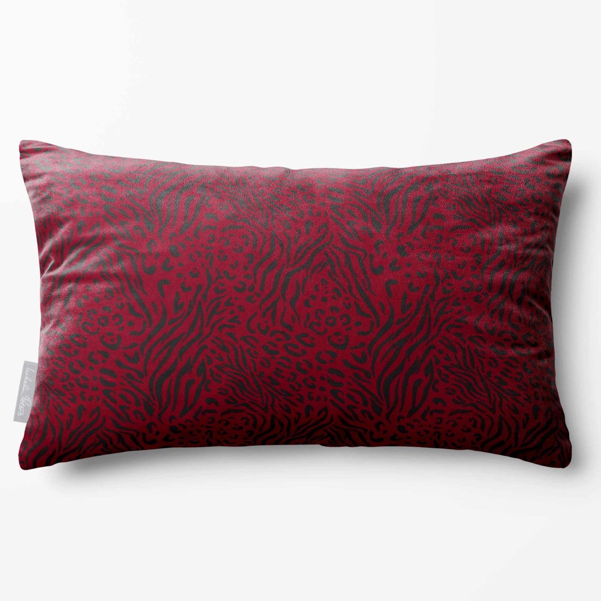 Animal Fusion Print | Sustainable Velvet Rectangle Cushion - Raspberry Red 50 x 30 cm Standard by Izabela Peters