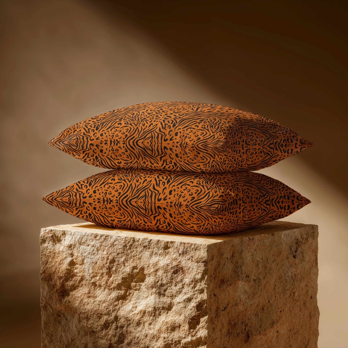 Animal Fusion Print | Sustainable Velvet Rectangle Cushion - Orange 50 x 30 cm Standard by Izabela Peters