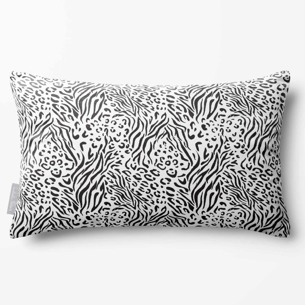 Animal Fusion Print | Sustainable Velvet Rectangle Cushion - Black & White 50 x 30 cm Standard by Izabela Peters