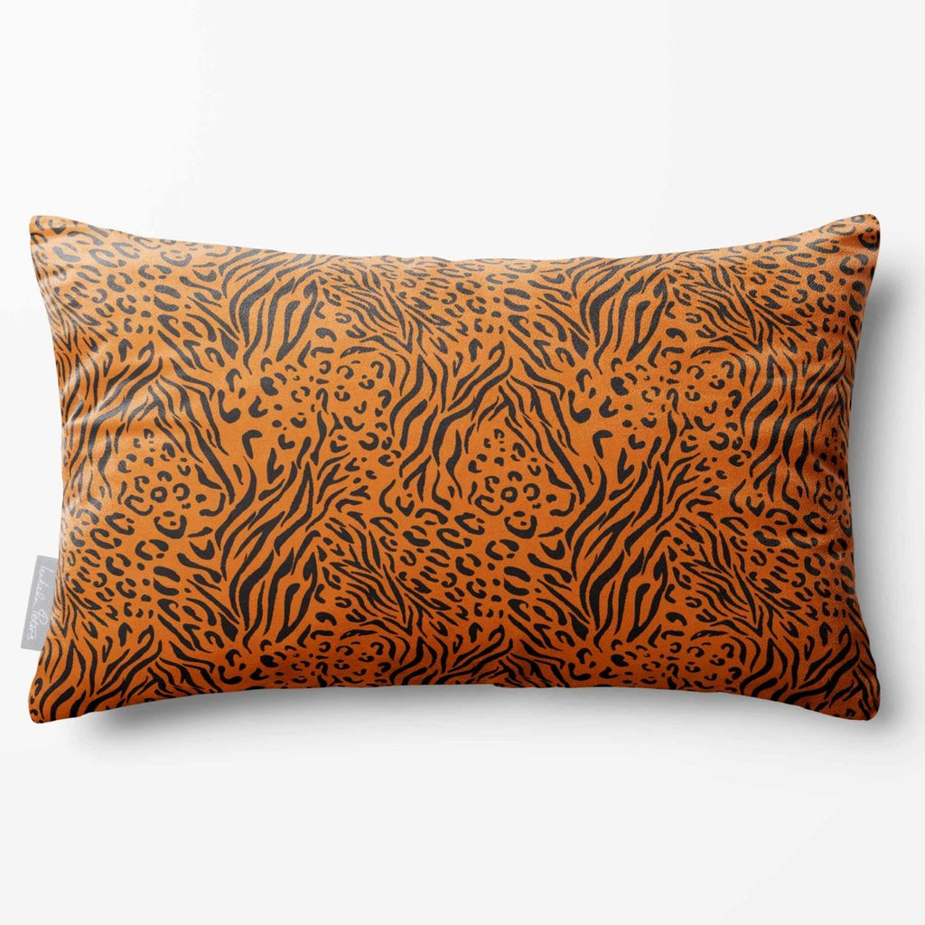 Animal Fusion Print | Sustainable Velvet Rectangle Cushion - Orange 50 x 30 cm Standard by Izabela Peters