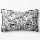 Animal Fusion Print | Sustainable Velvet Rectangle Cushion - Black & White 50 x 30 cm Piped by Izabela Peters