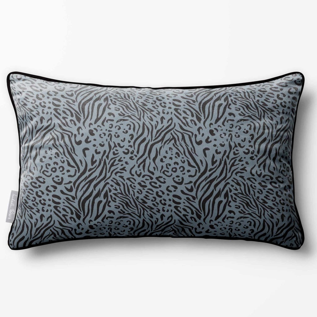 Animal Fusion Print | Sustainable Velvet Rectangle Cushion - French Grey 50 x 30 cm Piped by Izabela Peters