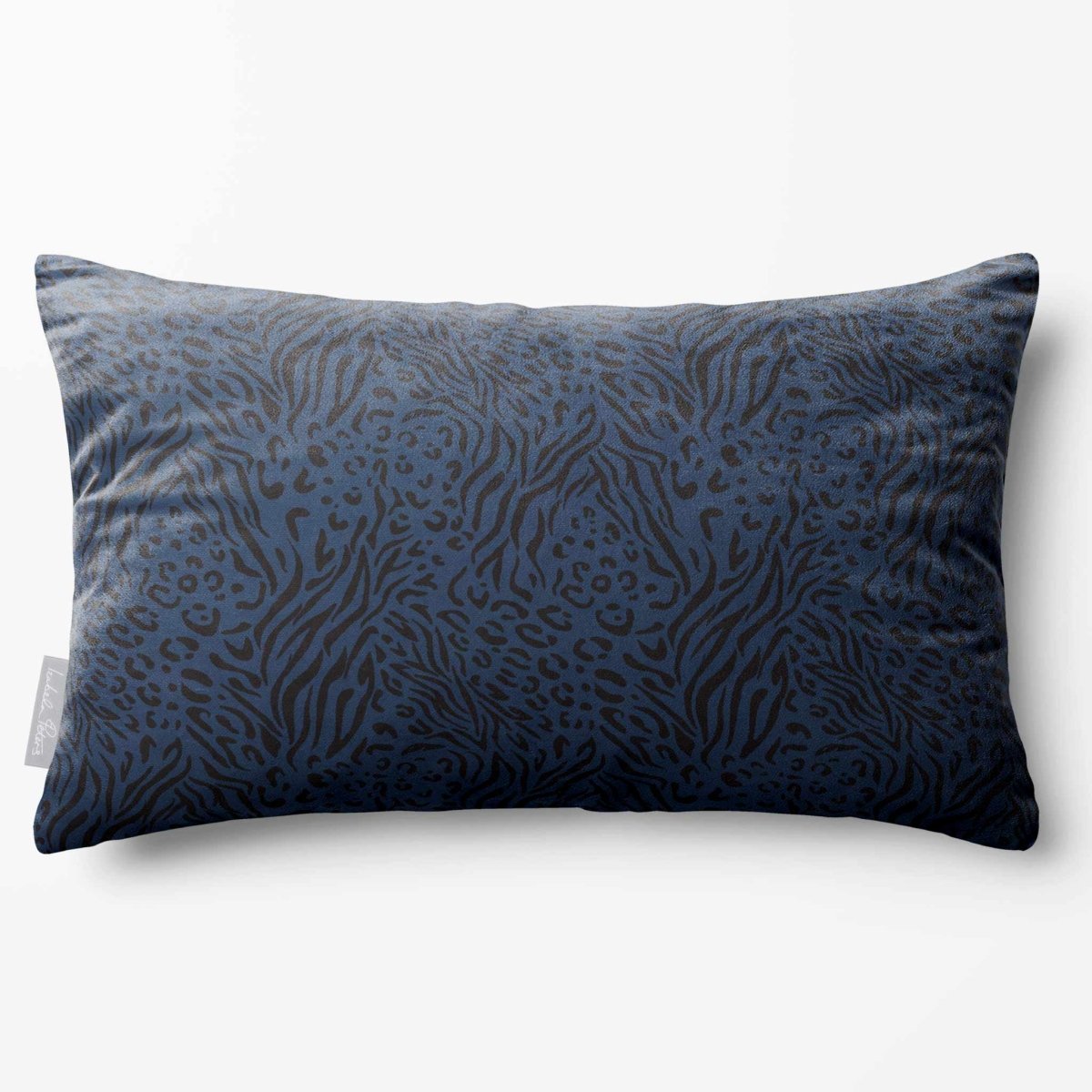 Animal Fusion Print | Sustainable Velvet Rectangle Cushion - Petrol Blue 50 x 30 cm Standard by Izabela Peters