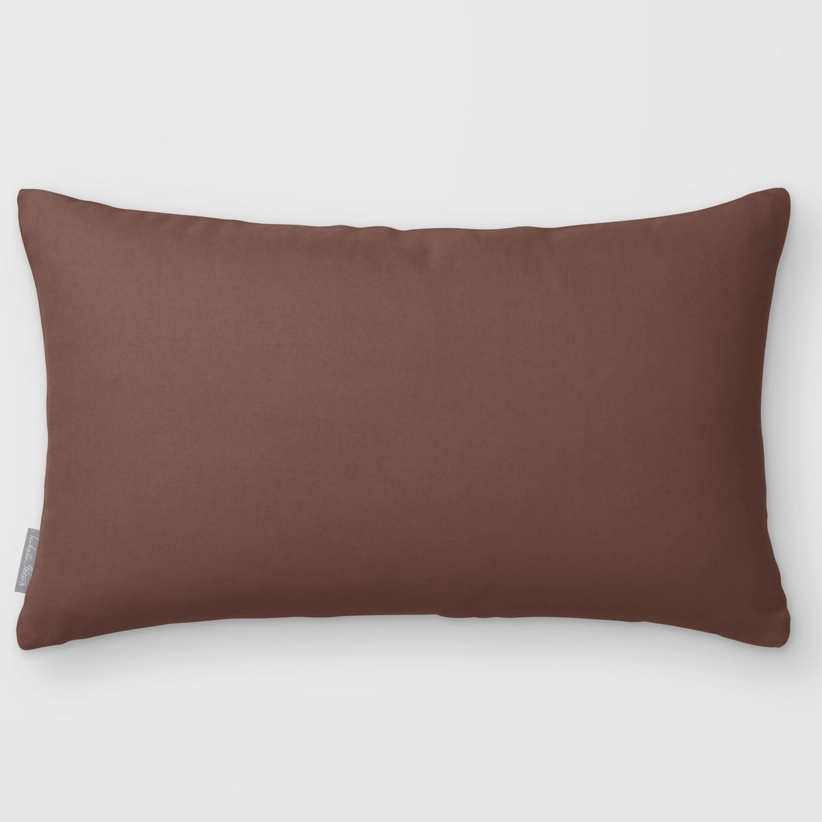 Avara Plain Cocoa & Teal linen-look 50 × 30 cm rectangular cushion, plain sewn edge, front view.