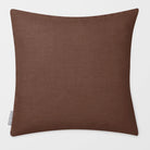 Avara Plain Cocoa & Teal linen-look square cushion, plain sewn edge, front view.