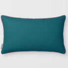 Avara Plain Ink Blue & Lilac linen-look 50 × 30 cm rectangular cushion, piped, front view.