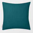 Avara Plain Ink Blue & Lilac linen-look square cushion, plain sewn edge, front view.