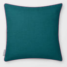 Avara Plain Ink Blue & Lilac linen-look square cushion, piped, front view.