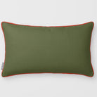 Avara Plain Olive & Tomato linen-look 50 × 30 cm rectangular cushion, piped, front view.