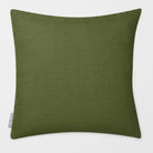 Avara Plain Olive & Tomato linen-look square cushion, plain sewn edge, front view.