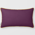 Avara Plain Plum & Saffron linen-look 50 × 30 cm rectangular cushion, piped, front view.