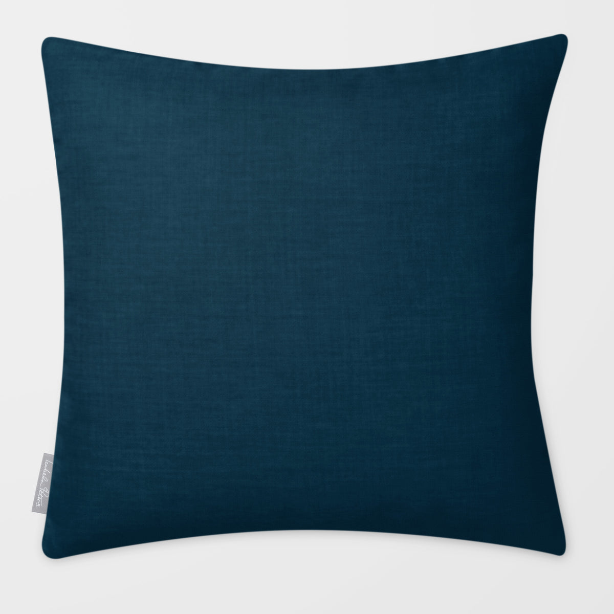 Avara Plain Teal & Persimmon linen-look square cushion, plain sewn edge, front view.