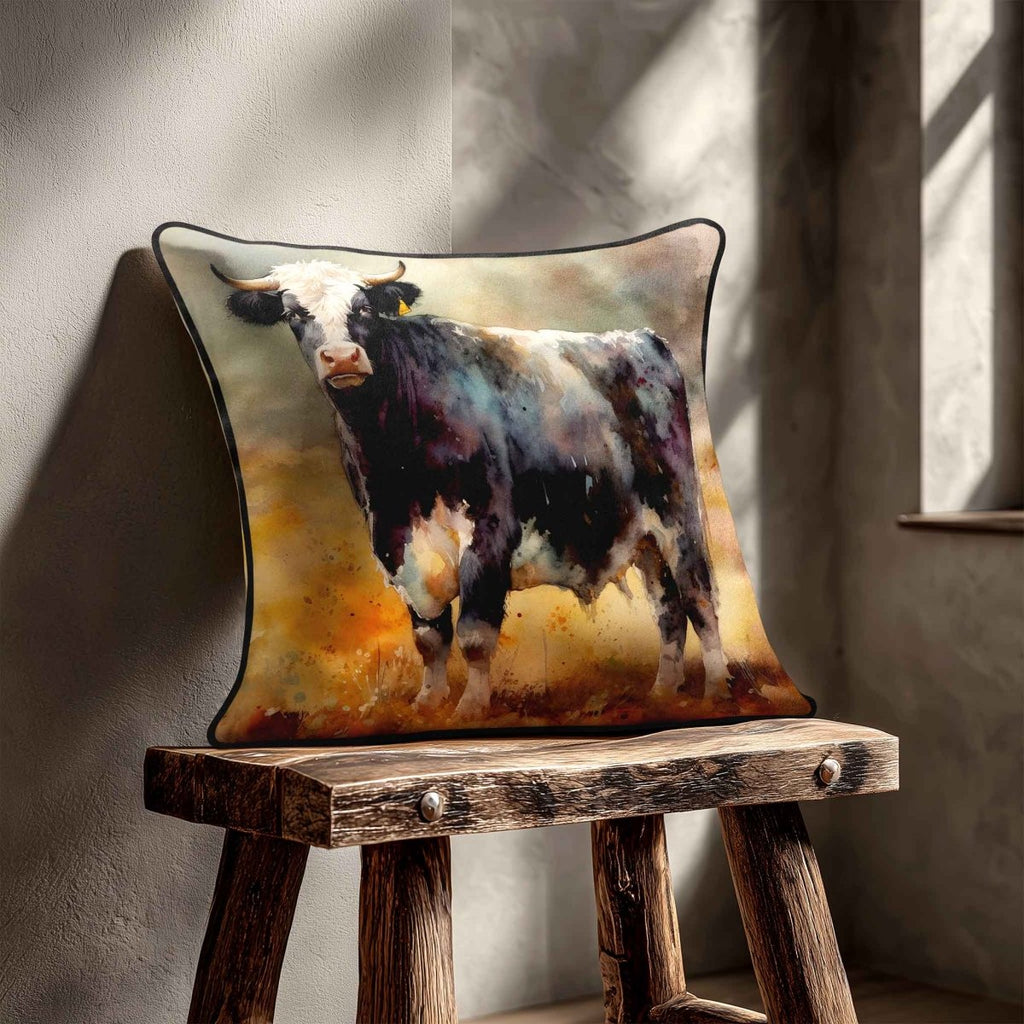 Belted Galloway Cow | Sustainable Velvet Cushion - 40 x 40 cm Standard by Izabela Peters