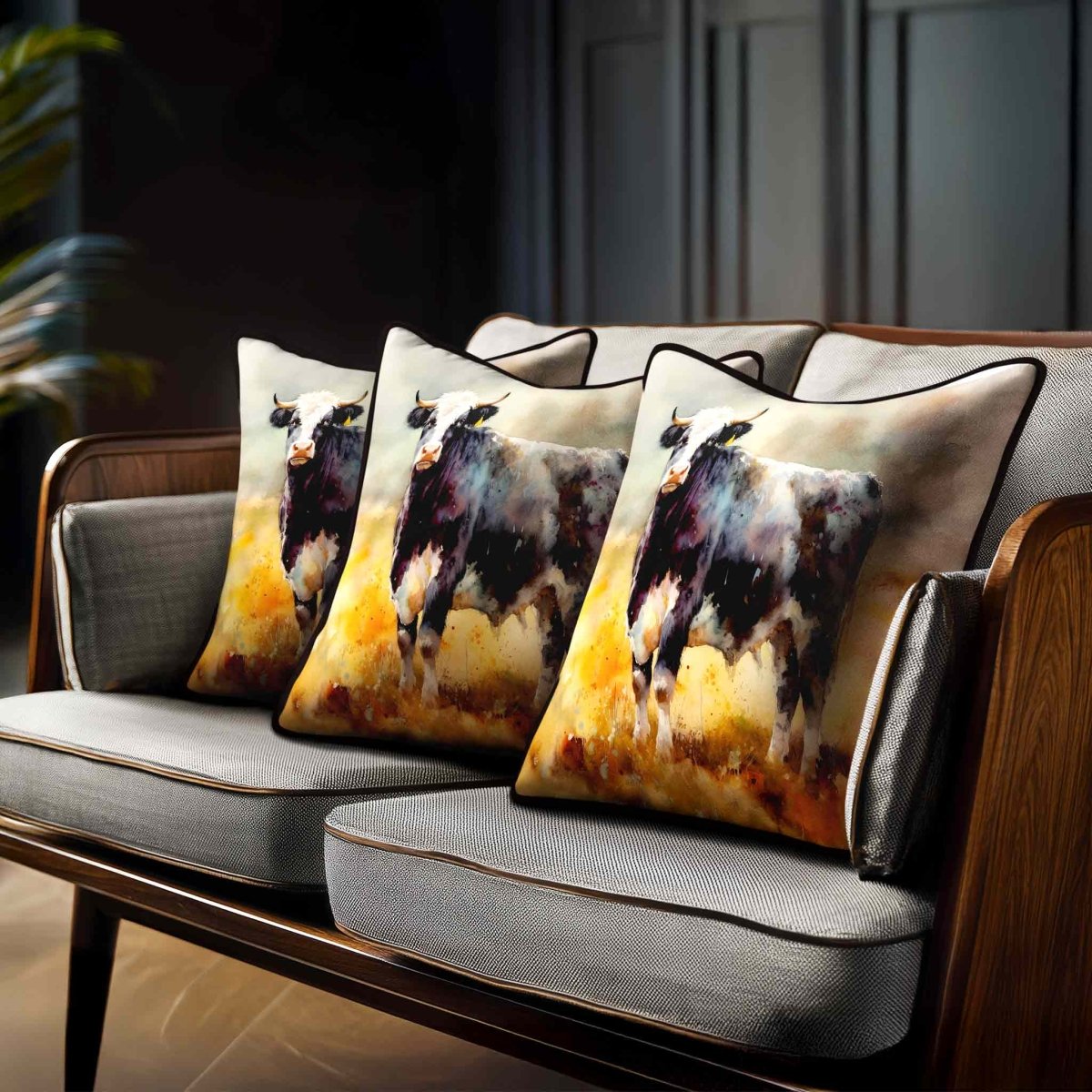 Belted Galloway Cow | Sustainable Velvet Cushion - 40 x 40 cm Standard by Izabela Peters
