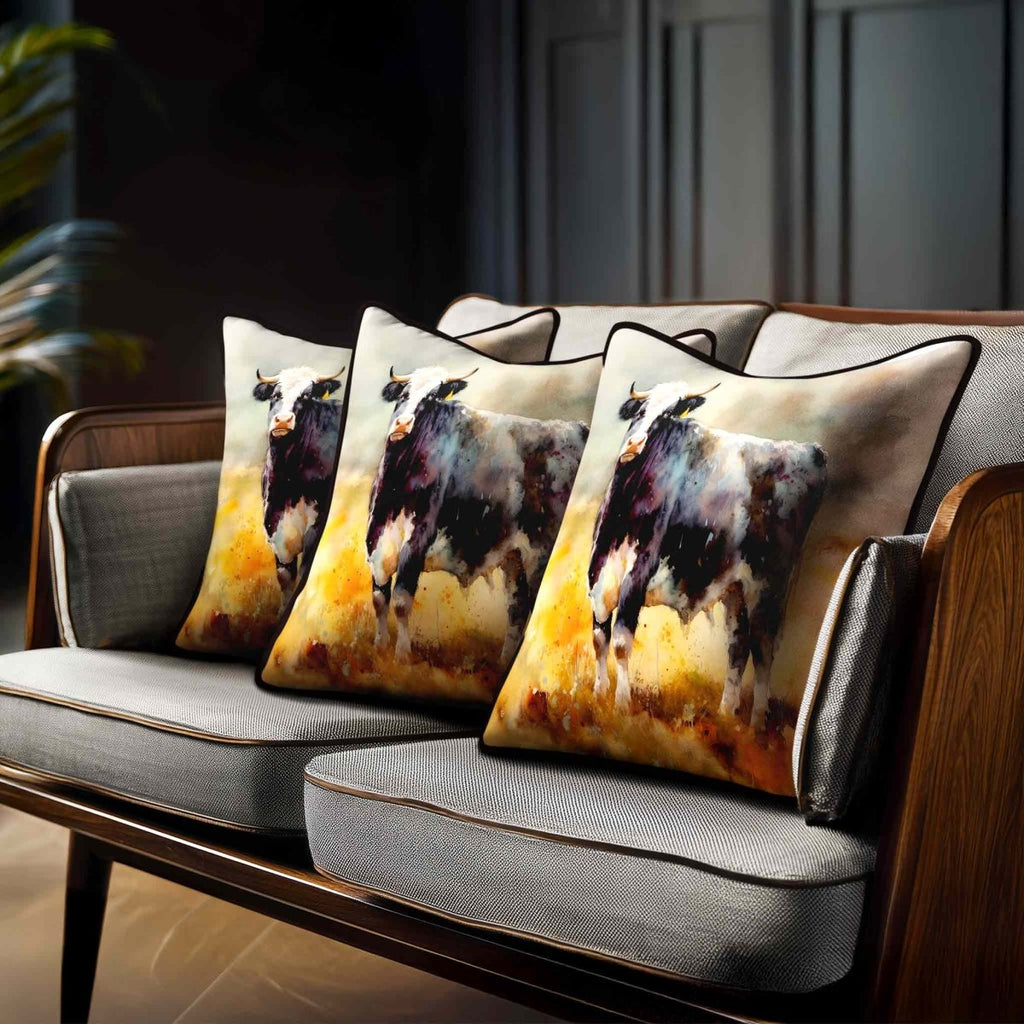 Belted Galloway Cow | Sustainable Velvet Cushion - 40 x 40 cm Standard by Izabela Peters