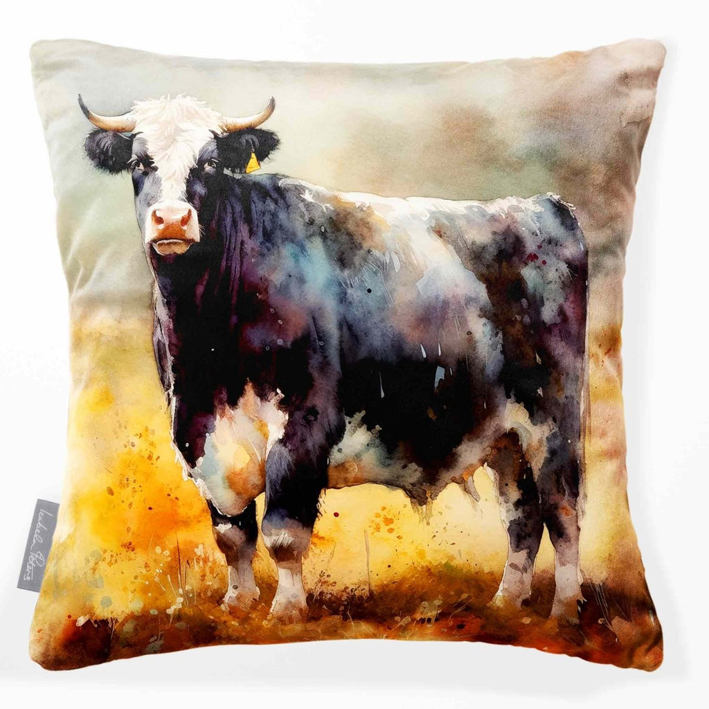 Belted Galloway Cow | Sustainable Velvet Cushion - 40 x 40 cm Standard by Izabela Peters