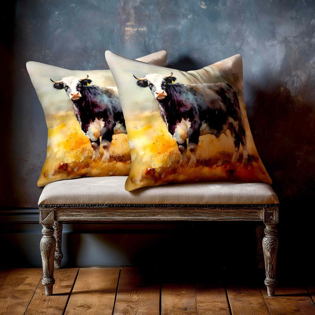 Belted Galloway Cow | Sustainable Velvet Cushion - 40 x 40 cm Standard by Izabela Peters